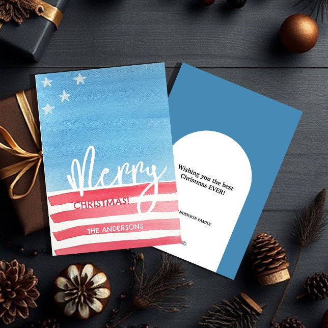 Cartes Pour Fêtes Annuelles Drapeau Aquarelle moderne Pastel (Créateur téléchargé)