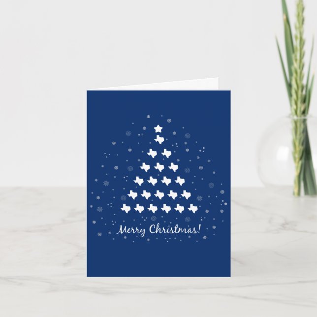 Cartes Pour Fêtes Annuelles Drapeau Bleu Élégant Texas Arbre de Noël (Devant)