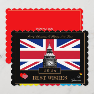 Cartes Pour Fêtes Annuelles Drapeau britannique & Big Ben 2027 Bonne Année Roy