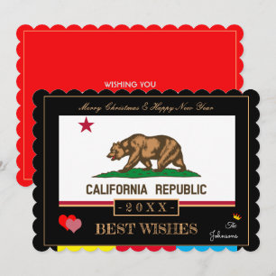Cartes Pour Fêtes Annuelles Drapeau de Californie & Bonne année /Meilleurs voe