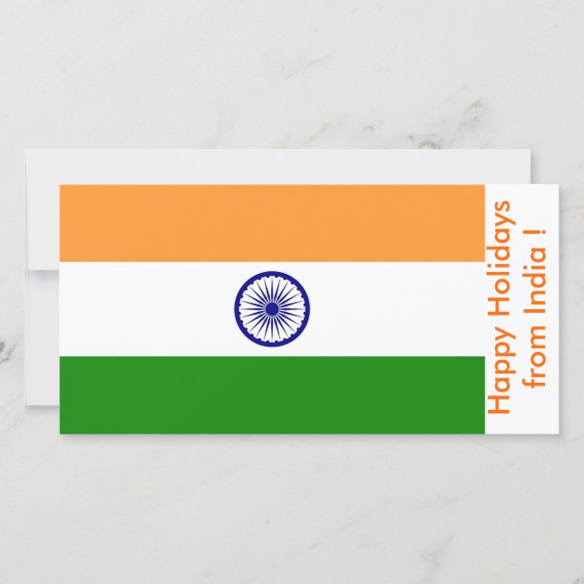 Cartes Pour Fêtes Annuelles Drapeau de Chine, Joyeuses fêtes d'Inde (Devant)