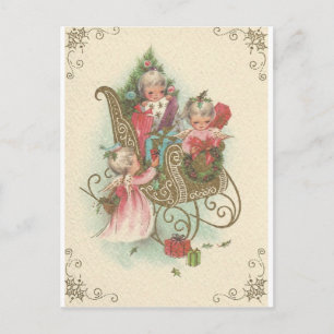 Cartes Pour Fêtes Annuelles Drapeau De Noël Vintage Avec Angles