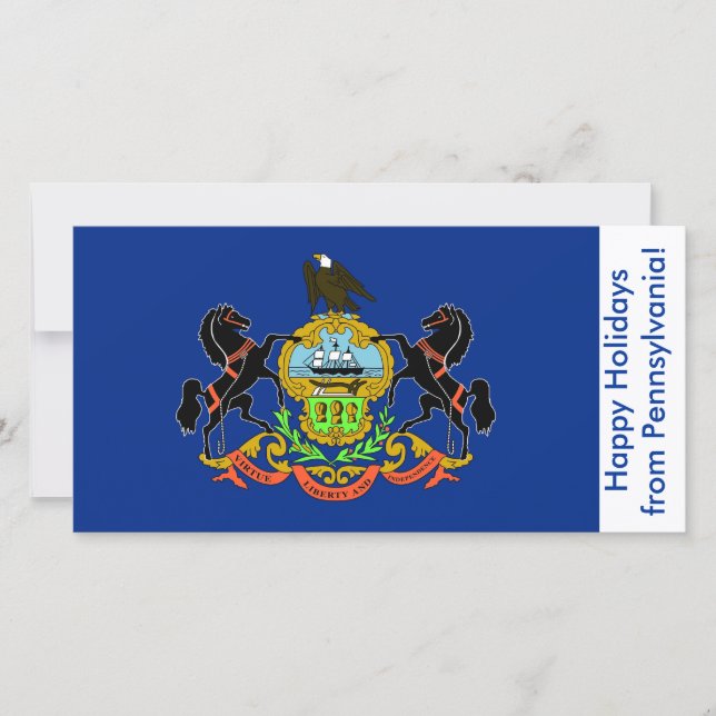 Cartes Pour Fêtes Annuelles Drapeau de Pennsylvanie, Joyeuses fêtes des États- (Devant)