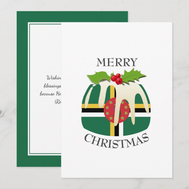 Cartes Pour Fêtes Annuelles DRAPEAU DOMINIQUE | Pudding de Noël | Festif (Devant / Derrière)