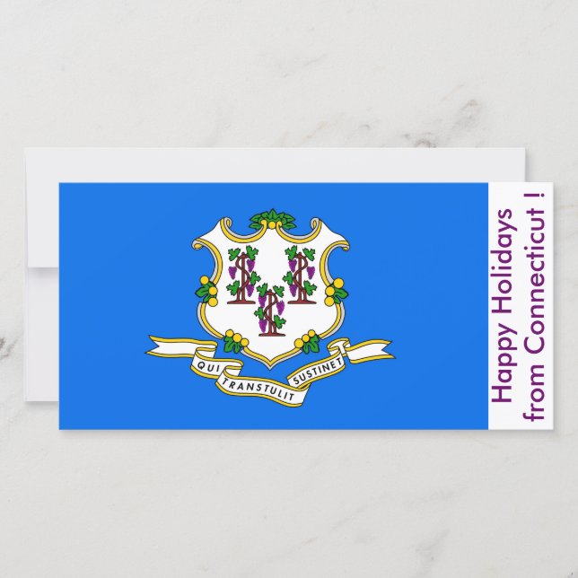 Cartes Pour Fêtes Annuelles Drapeau du Connecticut, Joyeuses fêtes des États-U (Devant)