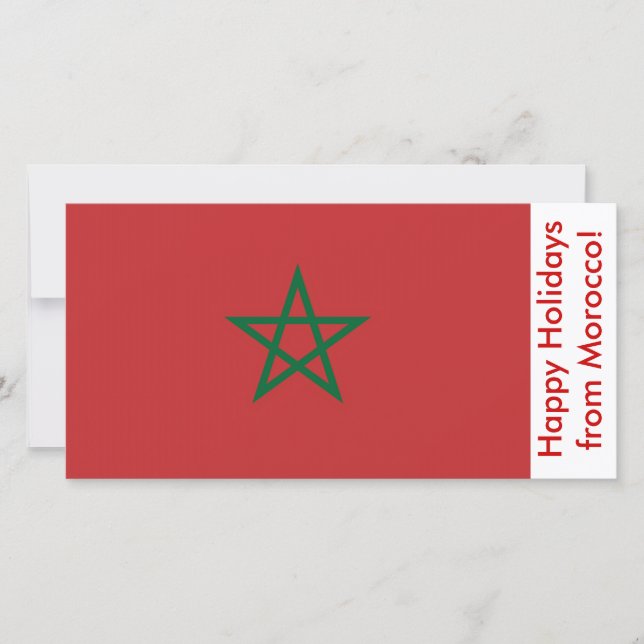 Cartes Pour Fêtes Annuelles Drapeau du Maroc, Joyeuses fêtes du Maroc (Devant)