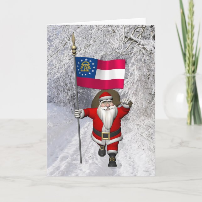 Cartes Pour Fêtes Annuelles Drapeau Du Père Noël De Géorgie (Devant)