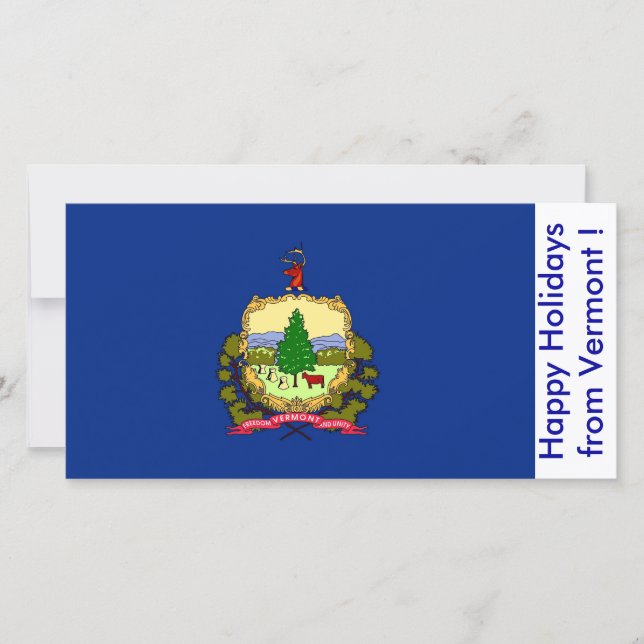 Cartes Pour Fêtes Annuelles Drapeau du Vermont, Joyeuses fêtes des États-Unis. (Devant)