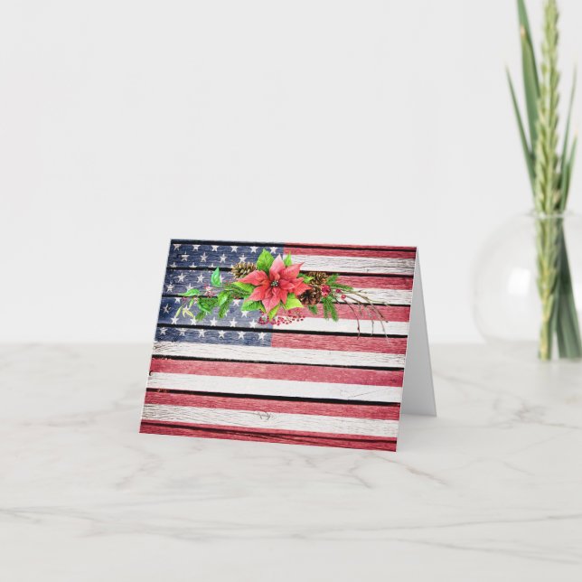 Cartes Pour Fêtes Annuelles Drapeau en bois américain 1 d'image de (Devant)