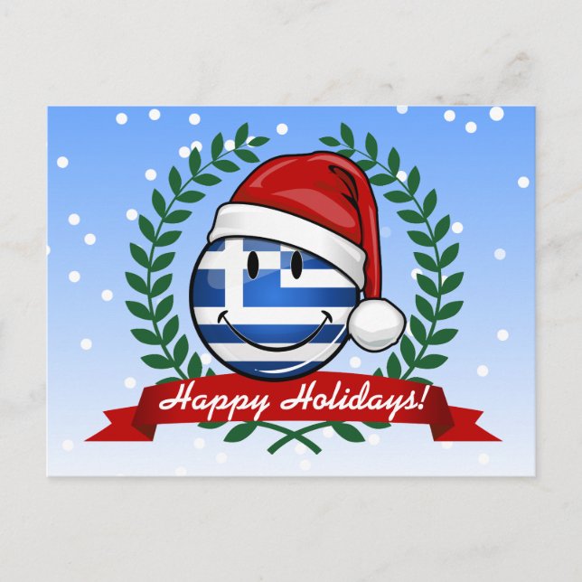 Cartes Pour Fêtes Annuelles Drapeau grec style Noël (Devant)