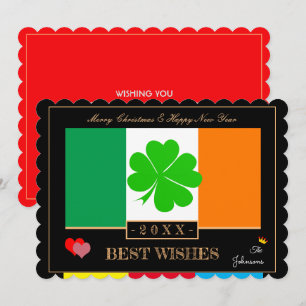 Cartes Pour Fêtes Annuelles Drapeau irlandais & Bonne année / Meilleurs voeux 