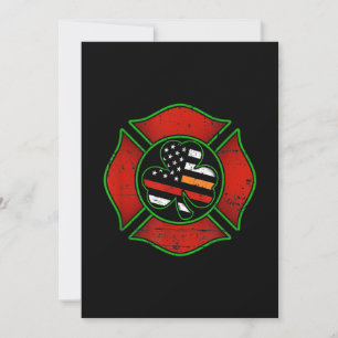 Cartes Pour Fêtes Annuelles Drapeau irlandais Jour de la Saint Patrick-pompier