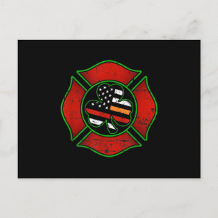 Cartes Pour Fêtes Annuelles Drapeau irlandais Jour de la Saint Patrick-pompier