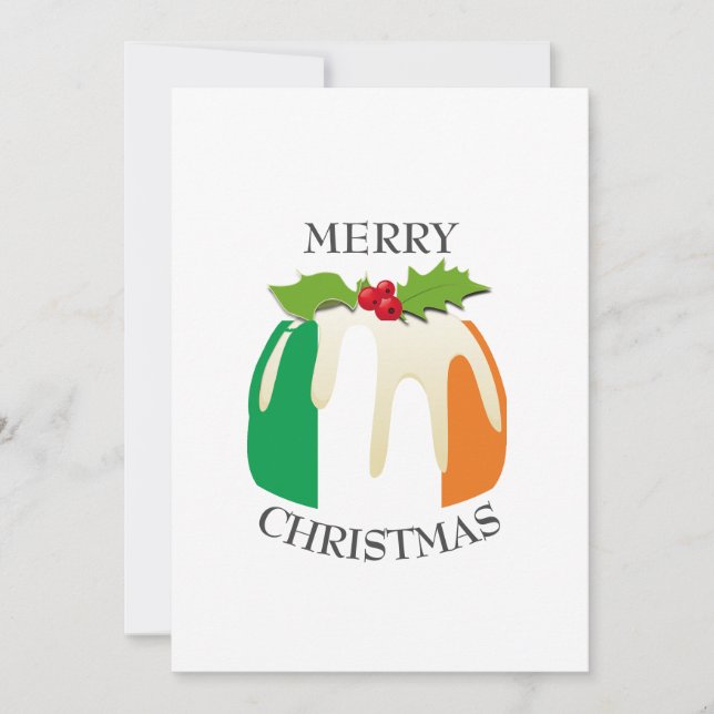 Cartes Pour Fêtes Annuelles DRAPEAU IRLANDAIS | Pudding Festif de Plum | Noël (Devant)
