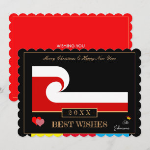 Cartes Pour Fêtes Annuelles Drapeau Maori Wave & Seeland Bonne Année Voeux