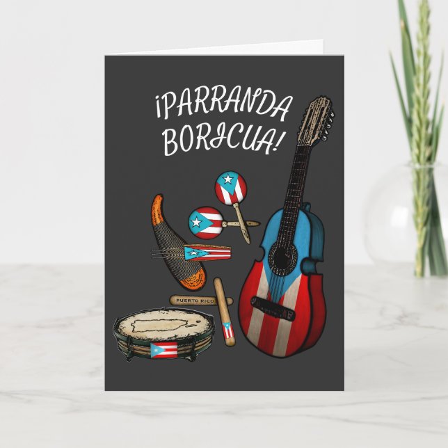 Cartes Pour Fêtes Annuelles Drapeau Portoricain Parranda Boricua  (Devant)