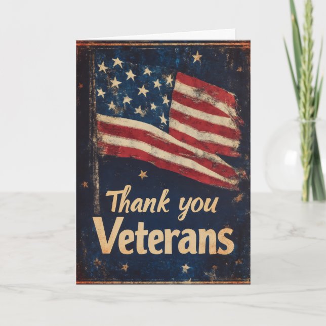 Cartes Pour Fêtes Annuelles Drapeau rétro Merci pour anciens combattants (Devant)