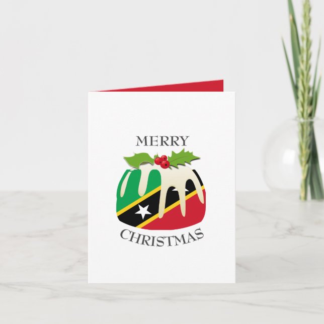 Cartes Pour Fêtes Annuelles DRAPEAU ST KITTS | Pudding de Noël | Festive (Devant)