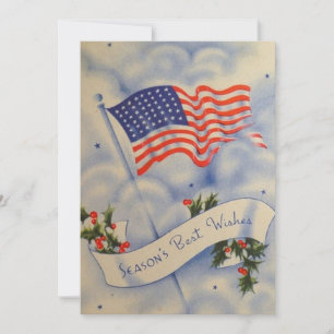 Cartes Pour Fêtes Annuelles Drapeau vintage américain Noël