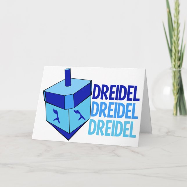 Cartes Pour Fêtes Annuelles Dreidel Cute Blue Kids Happy Hanoukka (Devant)