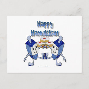 Cartes Pour Fêtes Annuelles Dreidels de Hanoukka dansants et beignets de gelée