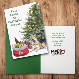 Cartes Pour Fêtes Annuelles Drôle Akita Chien prêt pour Noël