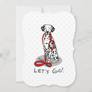 Cartes Pour Fêtes Annuelles Drôle Allons-y ! Promener le chien dalmatien (noir