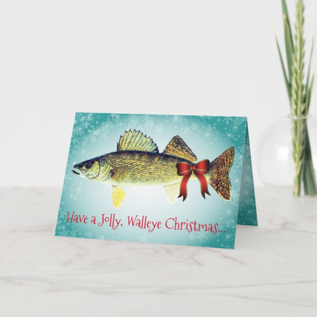 Cartes Pour Fêtes Annuelles Drôle "Ayez un Jolly Walleye Christmas" (Devant)