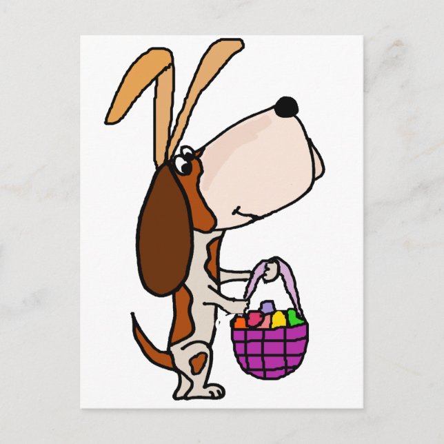 Cartes Pour Fêtes Annuelles Drôle Basset Hound Dog Lapin de Pâques (Devant)