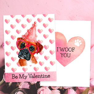 Cartes Pour Fêtes Annuelles Drôle Boxer I Woof You Dog Valentine's Day