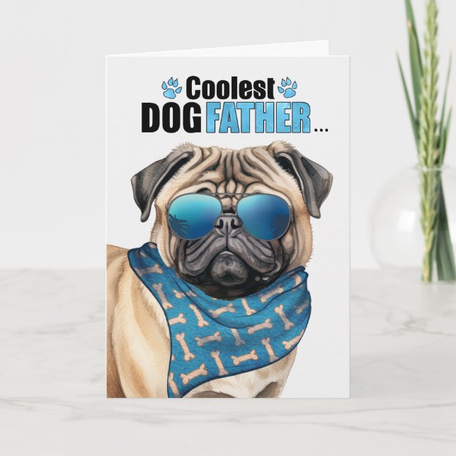 Cartes Pour Fêtes Annuelles Drôle Carlin chien froid papa Fête des pères (Devant)