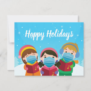 Cartes Pour Fêtes Annuelles Drôle Caroleurs de Noël en vacances Masque Visage