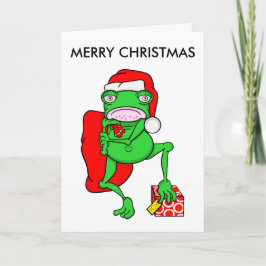 Cartes Pour Fêtes Annuelles Drôle Cartoon Frog Père Noël Joyeux Noël