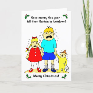 Cartes Pour Fêtes Annuelles Drôle Cartoon Kids Lockdown Noël