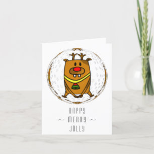 Cartes Pour Fêtes Annuelles Drôle cerf dans une balle d'arbre de Noël