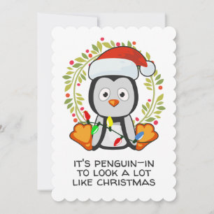 Cartes Pour Fêtes Annuelles Drôle Chanson de Noël Pun Penguin