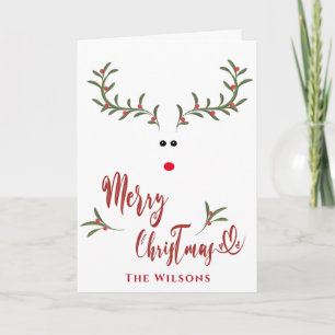 Cartes Pour Fêtes Annuelles Drôle charnelle renne sainte charnelle rouge non p