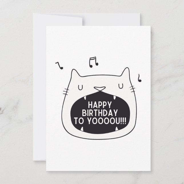 Cartes Pour Fêtes Annuelles Drôle chat chanter heureux anniversaire pour toi (Devant)