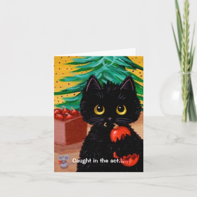 Cartes Pour Fêtes Annuelles Drôle Chat Noël Art Cartoon Souris Créationarts (Devant)