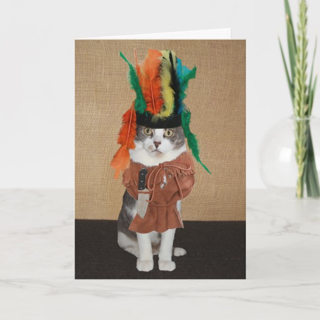 Cartes Pour Fêtes Annuelles Drôle Chef Chat Thanksgiving (Devant)