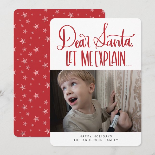 Cartes Pour Fêtes Annuelles Drôle Cher Père Noël Laissez-Moi Expliquer (Devant / Derrière)