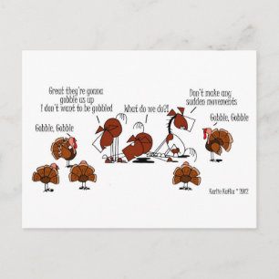 Cartes Pour Fêtes Annuelles Drôle Cheval & Turquie Thanksgiving Carton Postcar