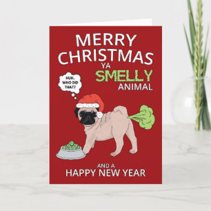 Cartes Pour Fêtes Annuelles Drôle Chien Carlin Joyeux Noël Et Nouvel An