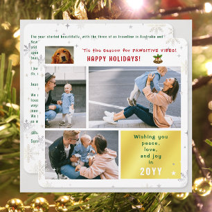 Cartes Pour Fêtes Annuelles Drôle Chien Chat Paix Amour Joie 4 Photos Mignonne