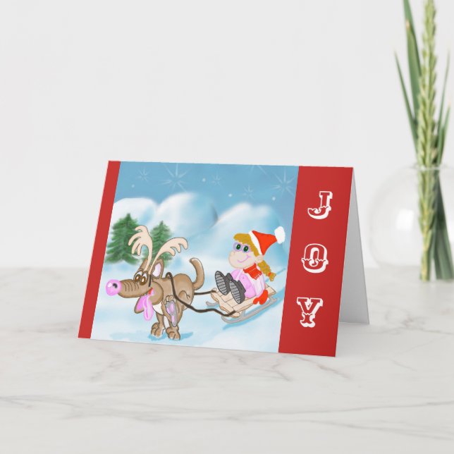 Cartes Pour Fêtes Annuelles Drôle Chien de traîneau Carton de Noël (Devant)