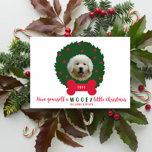 Cartes Pour Fêtes Annuelles Drôle chien Lover's Christmas Wreath Your Dog Phot