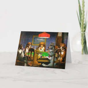 Cartes Pour Fêtes Annuelles Drôle Chiens Vintages Jouant Poker