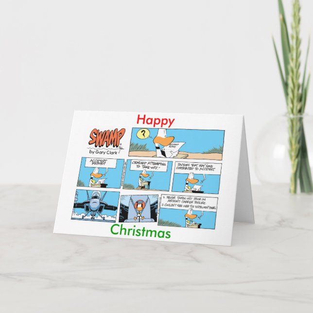 Cartes Pour Fêtes Annuelles Drôle Christmas Fighter Jet Cartoon Card (Devant)