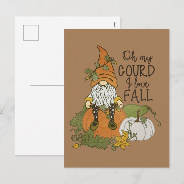 Cartes Pour Fêtes Annuelles drôle Chute gnome saisonnier (Devant / Derrière)