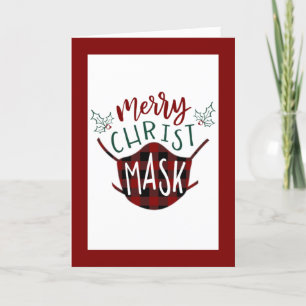 Cartes Pour Fêtes Annuelles Drôle COVID-19 MERRY ChristMASK Buffalo Check